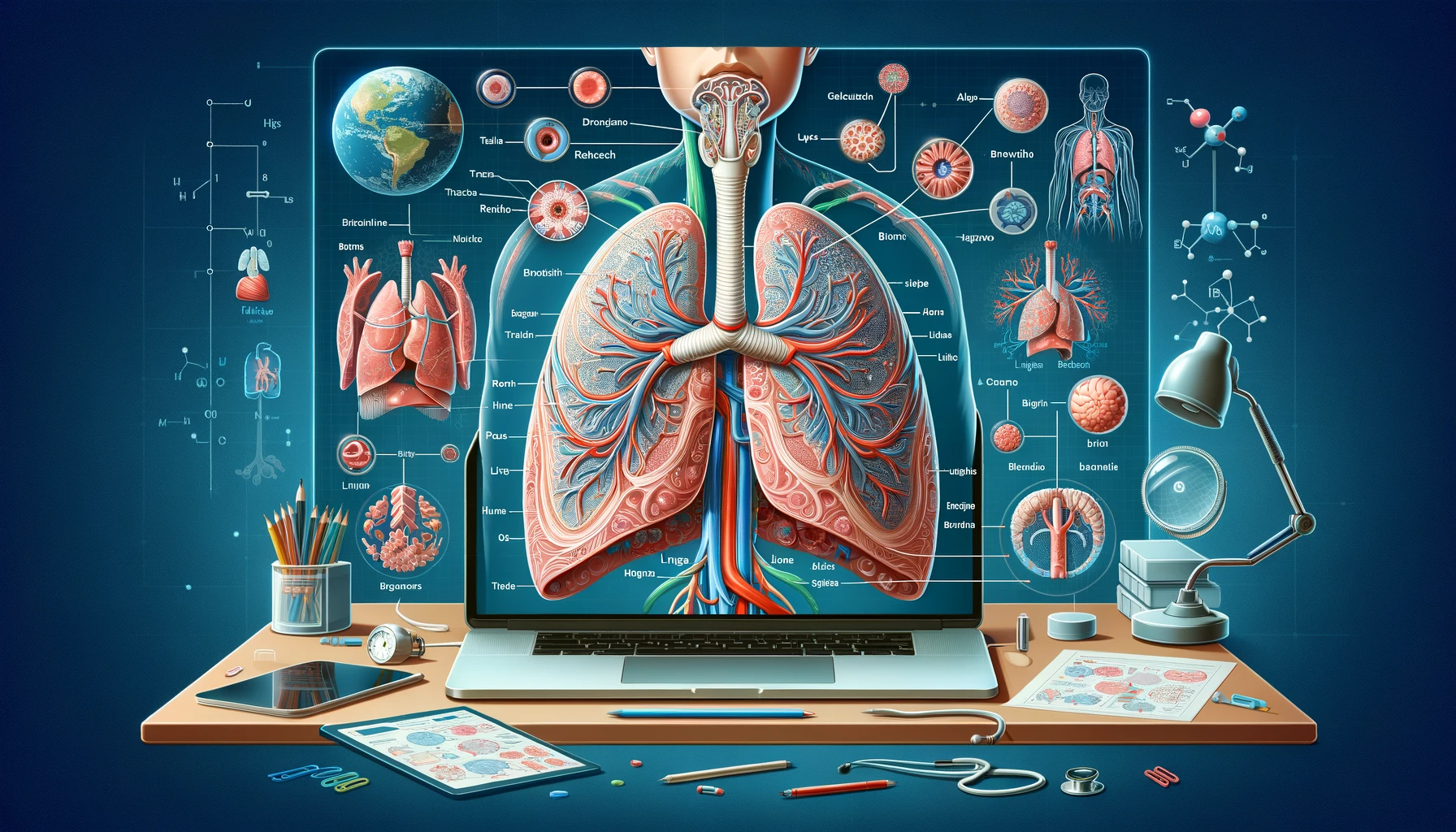 DALL·E 2024-09-29 14.28.01 – An educational illustration for an online teaching module of the respiratory system, designed for 3rd year medical students. The image should show det